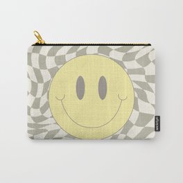 Olive warp checked smiley Carry-All Pouch