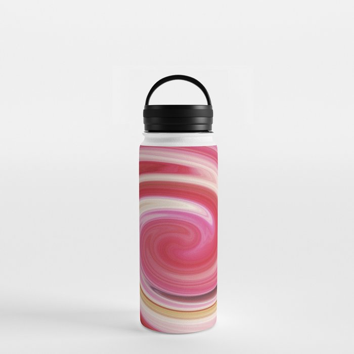 Pink, Red, White Abstract Hurricane Shape Design Water Bottle