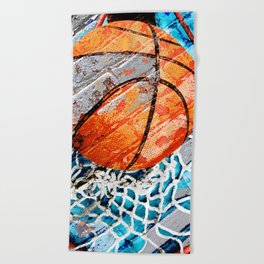 Basketball Beach Towels Society6 Modern Basketball Art 3 Beach Towel