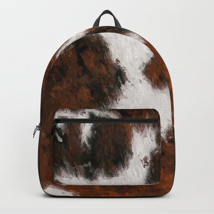 Cozzy Farmhouse Rust Hygge Print of Cowhide Fur Backpack