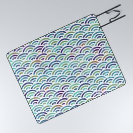 Seigaiha geometric wave 02 [deep sea] Picnic Blanket