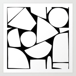 Minimal mosaic collage pattern 2. white on black Art Print