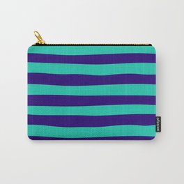 Navy Blue & Teal Stripes Pattern  Carry-All Pouch