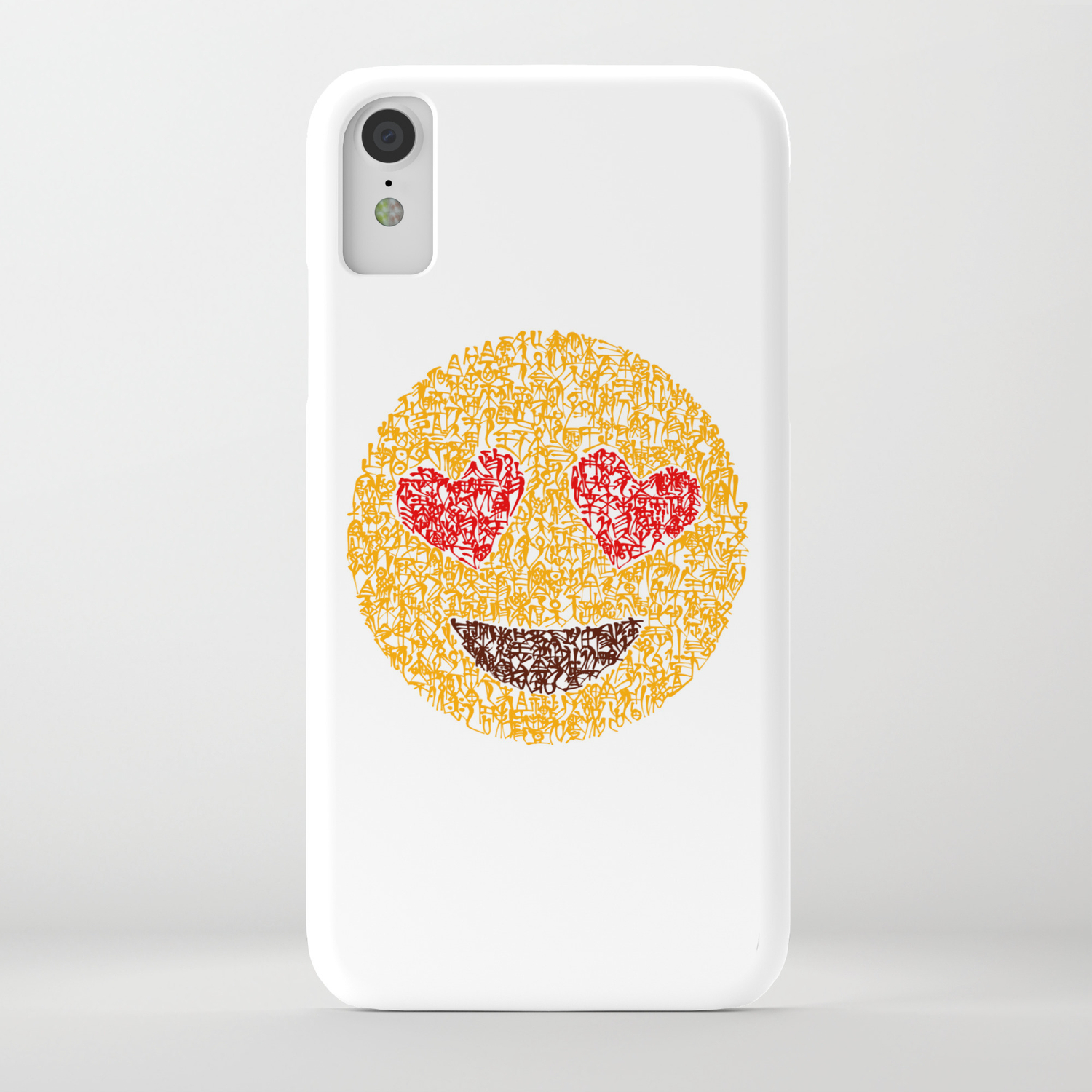 Emoji Calligraphy Art Smiling Face With Heart Eyes Iphone Case By Uristar Society6