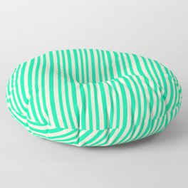[ Thumbnail: Light Yellow and Green Colored Lined/Striped Pattern Floor Pillow ]