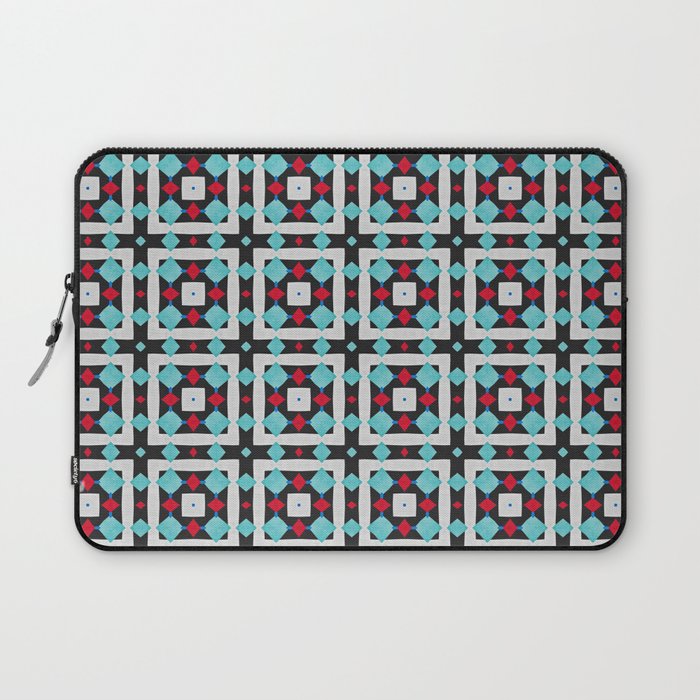 Moroccan Red, Turquoise, Black, and Cream Laptop Sleeve