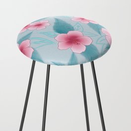 Tropical Hibiscus flowers  Counter Stool