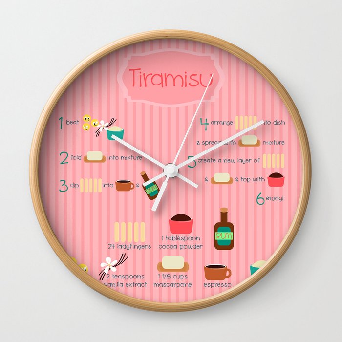 Tiramisu illustrated recipe Wall Clock