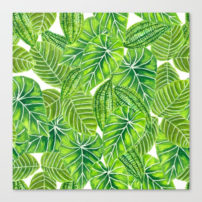 Watercolor Tropical Leaves Pattern Design Canvas Print By Katerinamitkova Society6