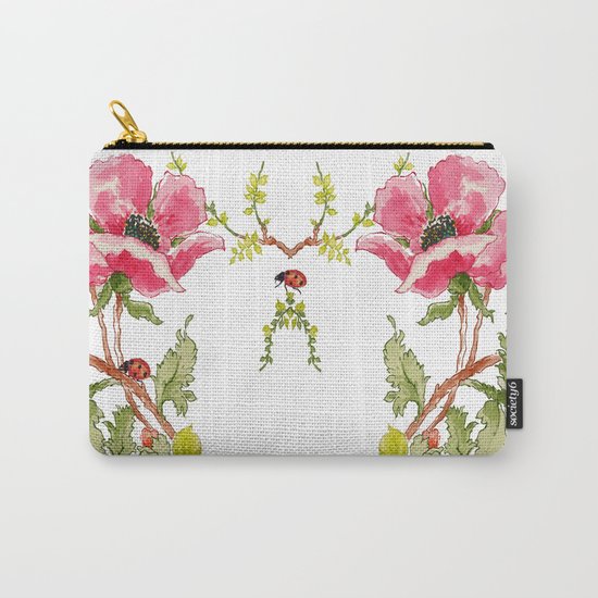 The Poppy and the Ladybug floral Carry-All Pouch