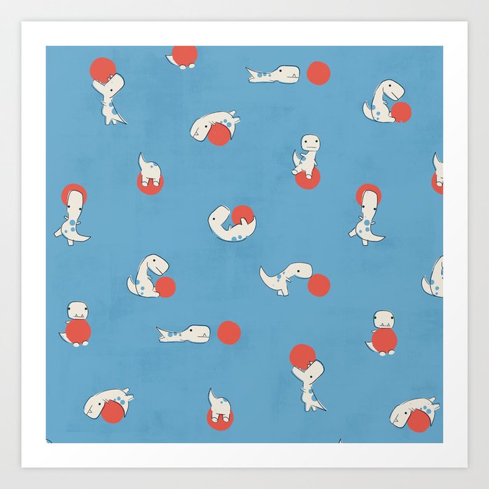 Tiny T-Rex and his Red Ball Art Print