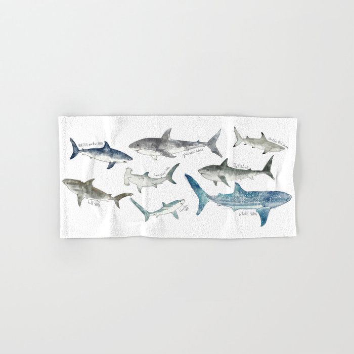 sharks hand bath towel
