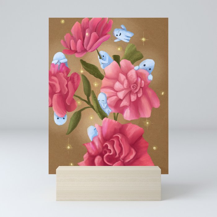 Cute Ghostly Flower Bouquet Hide & Seek Mini Art Print