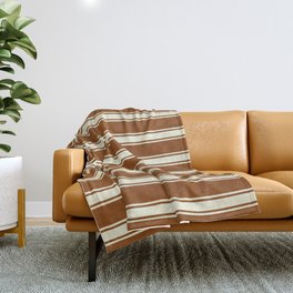 [ Thumbnail: Brown and Beige Colored Lines/Stripes Pattern Throw Blanket ]
