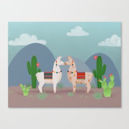 Cute Llamas Illustration Canvas Print