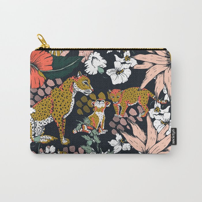 Animal print dark jungle Carry-All Pouch | Drawing, Colored-pencil, Pattern, Dark, Jungle, Succulent, Botany, Botanical, Animal-print, Leopard