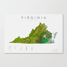 Virginia Land Cover Map Art Canvas Print