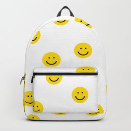 Smiley faces white yellow happy simple smiley pattern smile face kids nursery boys girls decor Backpack