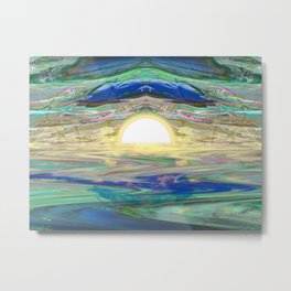 An Abstract Sunrise of a Sunset at the Beach Metal Print | Acrylic, Vintage, Flow, Meditative, Painting, Calming, Sunset, Elegant, Digital, Design 