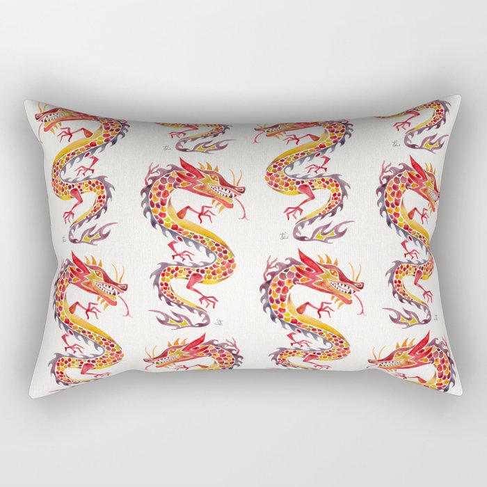 Chinese Dragon – Fiery Palette Rectangular Pillow