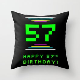 [ Thumbnail: 57th Birthday - Nerdy Geeky Pixelated 8-Bit Computing Graphics Inspired Look Throw Pillow ]