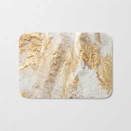 Modern White And Gold Brush Painted Background Texture, Unique Artistic Work Bath Mat