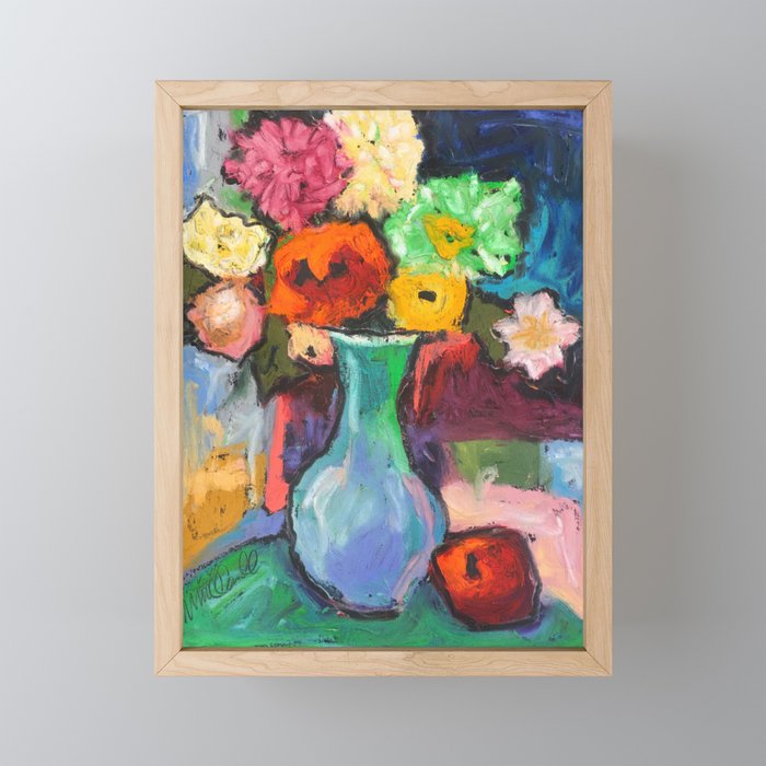 Flowers with Apple Framed Mini Art Print