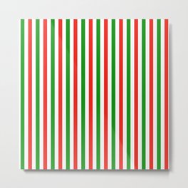 Green Red & White Christmas candy tricolor stripes pattern Metal Print | Mdern, Vertical, Simple, Holiday, X Mas, Candy, Tricolor, Red, Pattern, Minimalist 