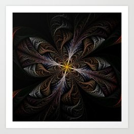 Organic Flower Star Dark Abstract Artwork  Art Print