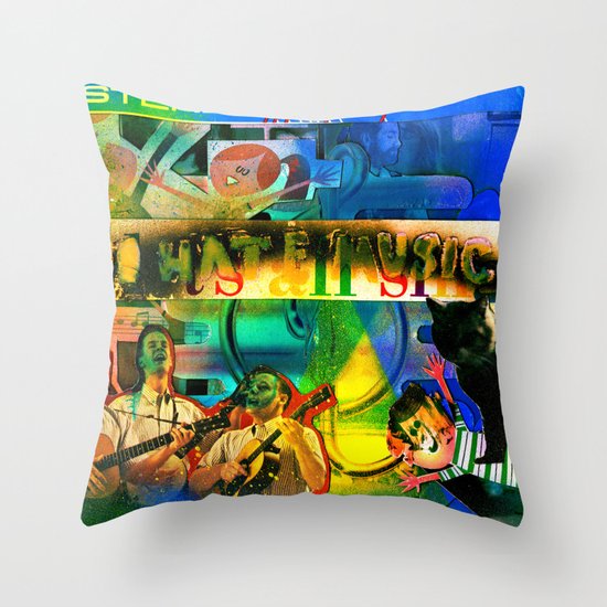 "I Hate Music" by Cap Blackard Throw Pillow