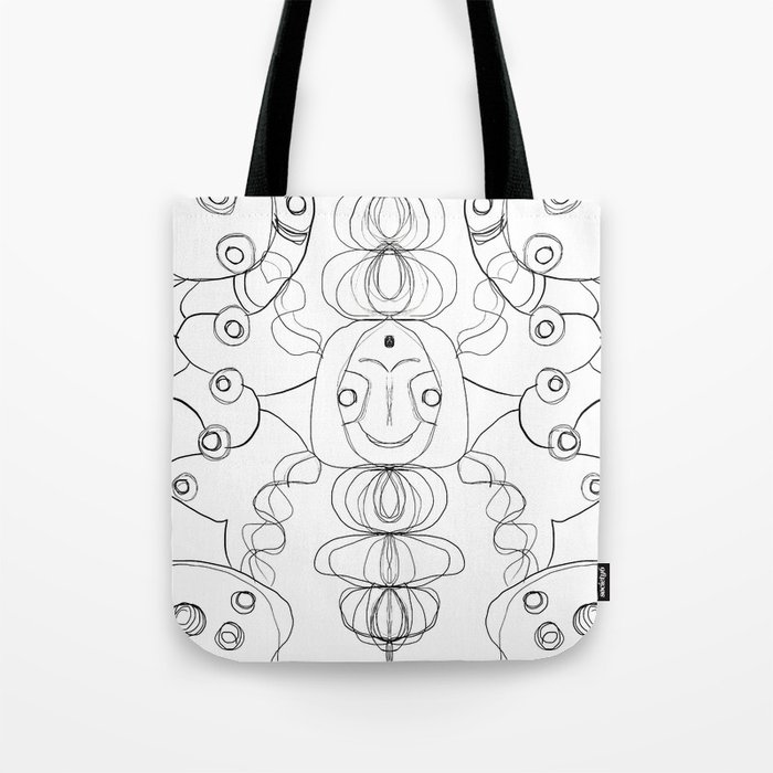 Only The Ghouls Come Out At Night Line Art Tote Bag