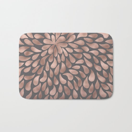 Rosegold- abstract floral elegant pattern on grey background Bath Mat