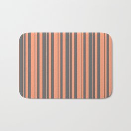 [ Thumbnail: Dim Grey & Light Salmon Colored Striped Pattern Bath Mat ]