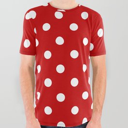 Christmas Pattern Red White Retro Dots All Over Graphic Tee
