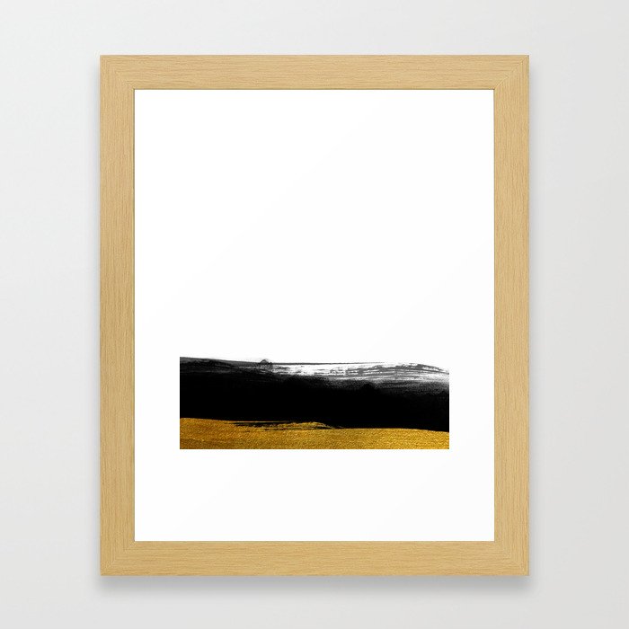 Black and Gold grunge stripes on clear white background - Stripe - Striped Framed Art Print