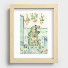 This is a mirror. You are a reptile applying lipstick. Recessed Framed Print