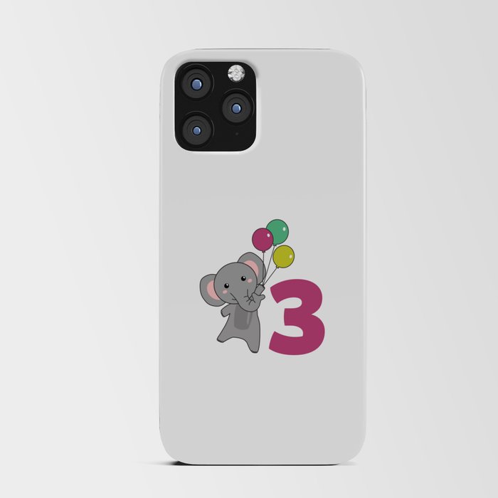Elephant Third Birthday Balloons For Kids iPhone Card Case