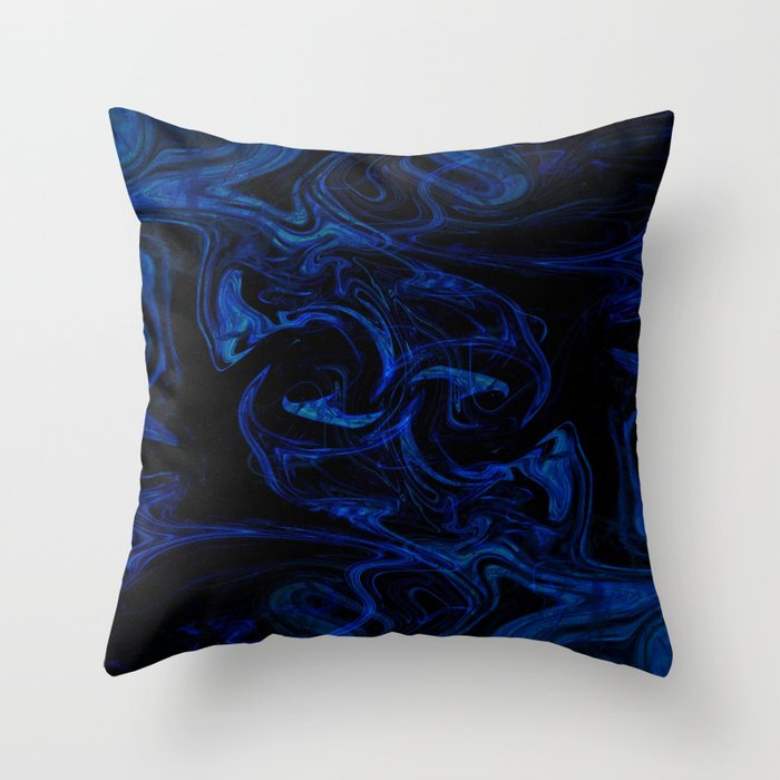 Blue Black Swirl Throw Pillow