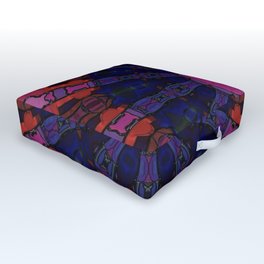 Trippy Dark Byzantium Medallion (Phoenician Red, Black, Pink, Tyrian Purple, Oxford Blue, Black) Outdoor Floor Cushion
