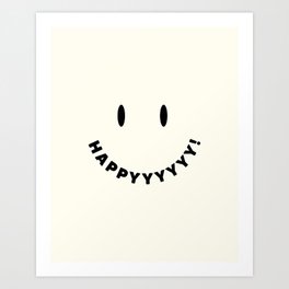 Happy Smiley Face - Off White Art Print
