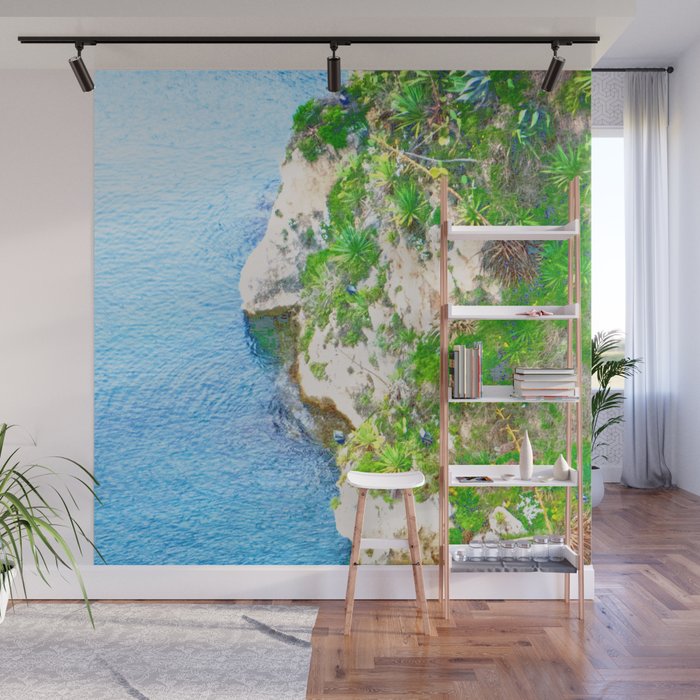 tropical cliff impressionism painted realistic scene Wall Mural