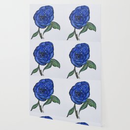 Blue And Wet, Rose Wallpaper