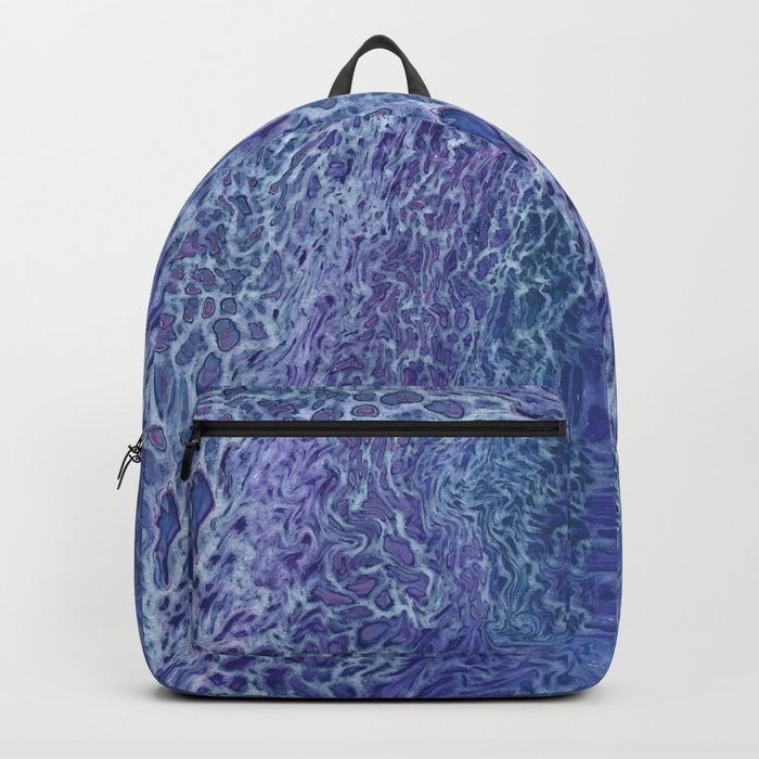 Blue & Violet Acrylic Abstract Fluid Art Backpack