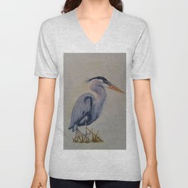 Great Blue Heron V Neck T Shirt