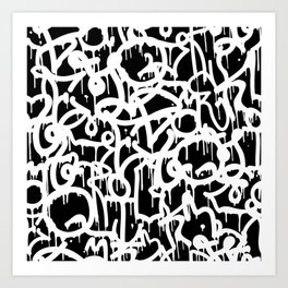 Black and White Graffiti Pattern Art Print