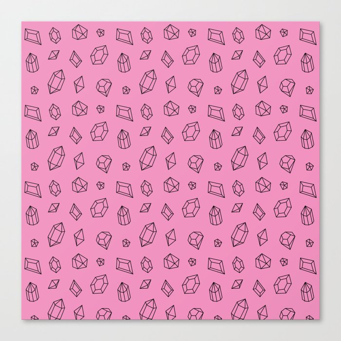 Pink and Black Gems Pattern Canvas Print