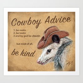 Cowboy Advice Possum Art Print