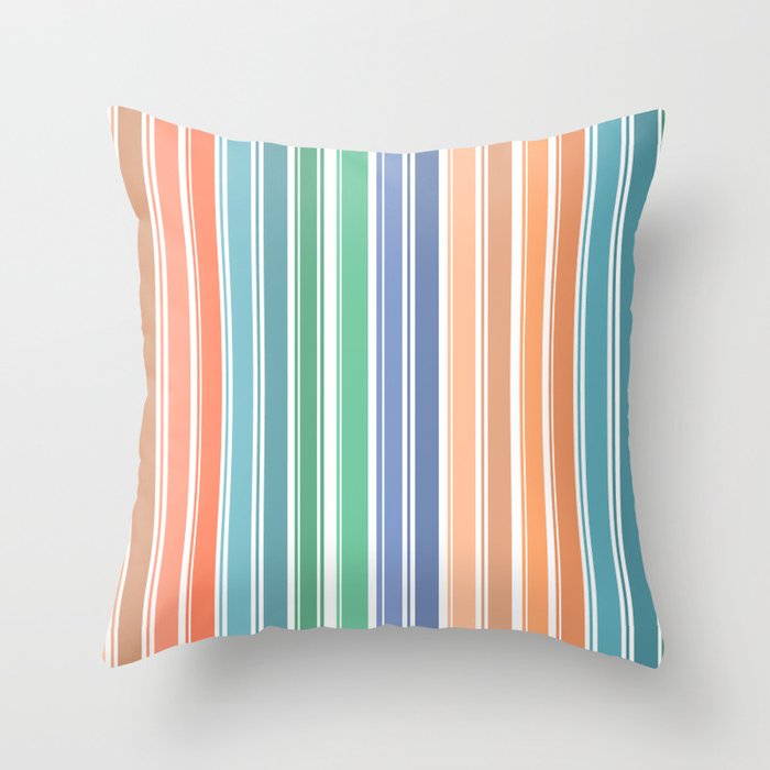 Pastel Rainbow Stripes Throw Pillow