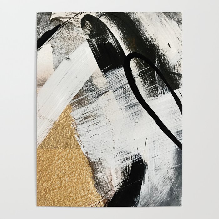 Armor [9]: a minimal abstract piece in black white and gold by Alyssa Hamilton Art Poster