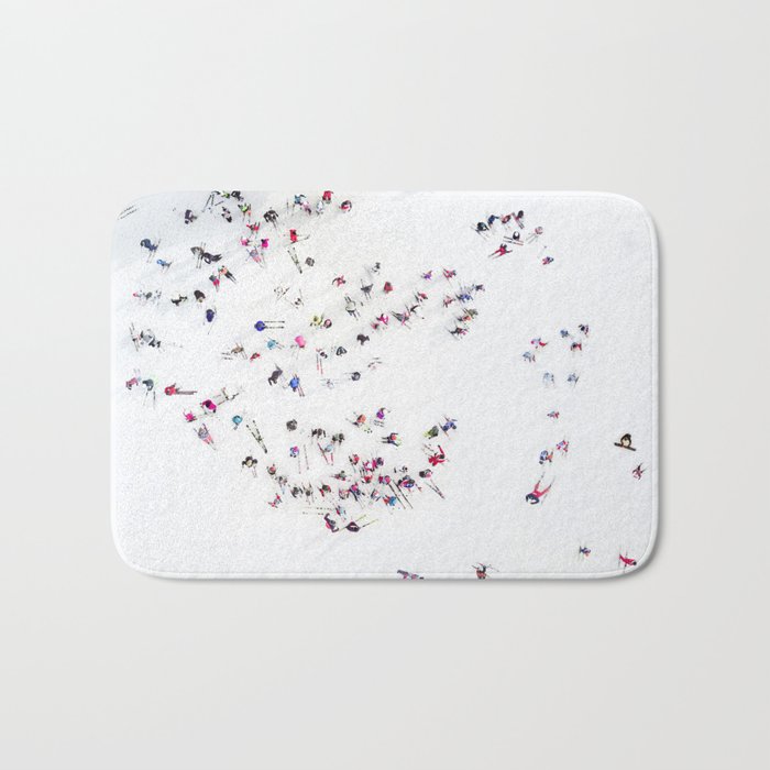 Aerial view of skiers Bath Mat